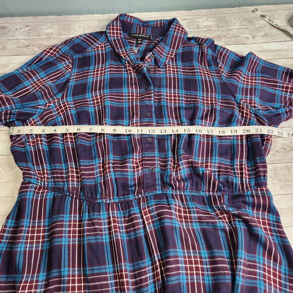 Lane Bryant No Peek Button Front Plaid Peplum Top 18/20 NWT - Picture 6 of 8